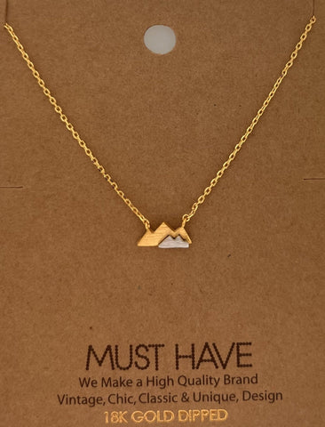 Mountains Necklace Gold Dipped With Silver Accent 