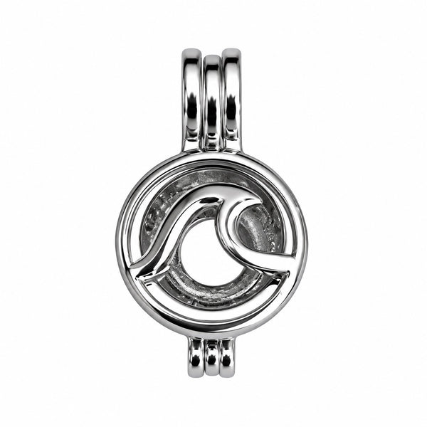 Ocean Wave Love Pearl Cage Pendant On White Background