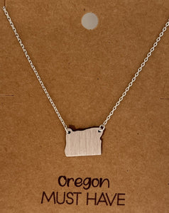 Oregon State Necklace In Silver