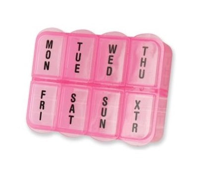 Pink Transparent 7 Day Weekly Pill Box
