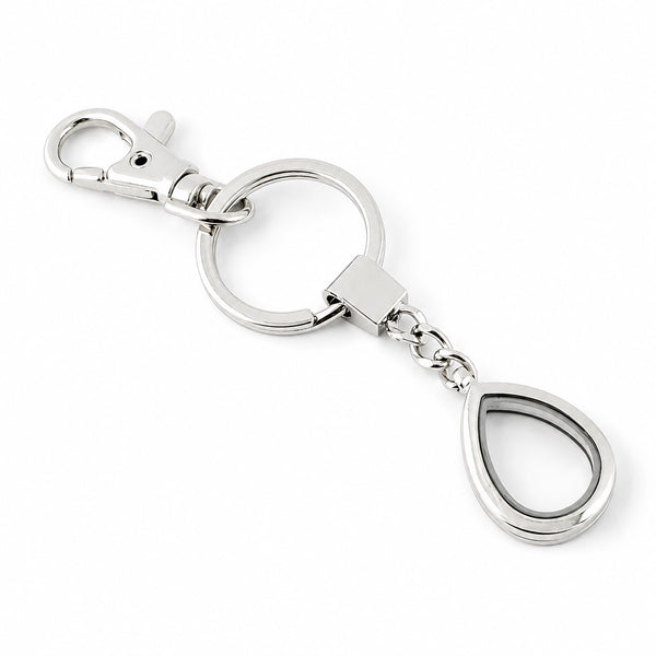 Teardrop Floating Charm Locket Key Chain