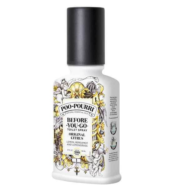 Poo-Pourri bottle in Original Citrus Scent on a white background
