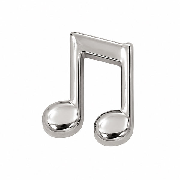 A polished silver Floating charm beamed eighth note on a solid white background.