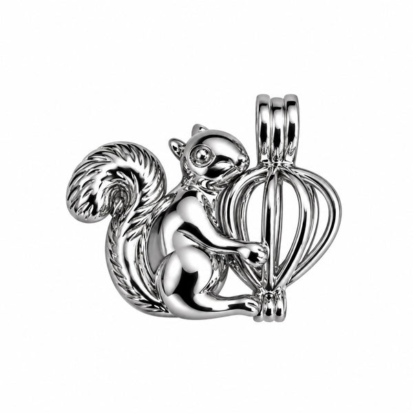 Love pearl Cage Necklace In The Shape Of  A Squirrel