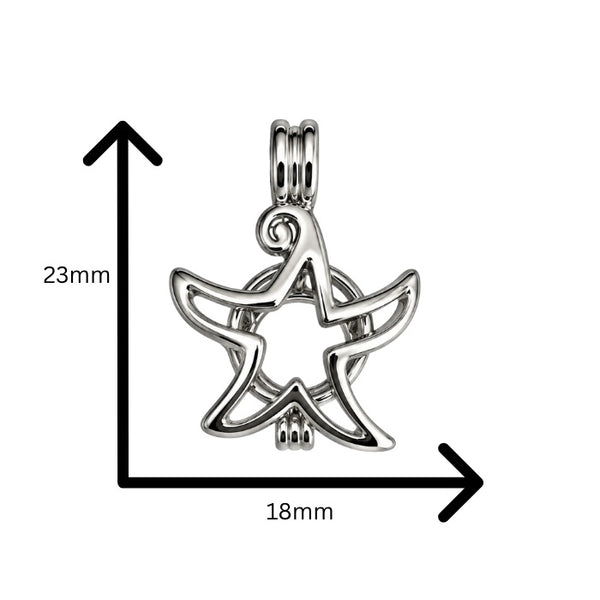 Starfish cage pendant for love pearls, showing size