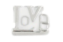 White Love Block Floating Charm