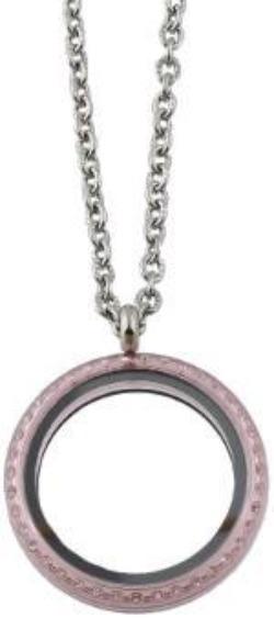 30mm Pink Acrylic Screw Top Floating Charm Locket Necklace