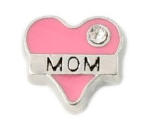 Pink Mom Heart Floating Charm