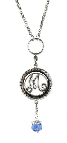 Initial And Birthstone Floating Charm Locket With 20" Rolo Chain