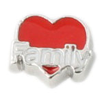 Family Red Heart Floating Charm