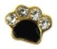 Gold And Black  Paw Print CZ Floating Charm