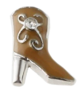 Brown Cowgirl Boot Floating Charm