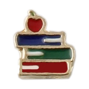 Gold Stack Of Books Floating Charm