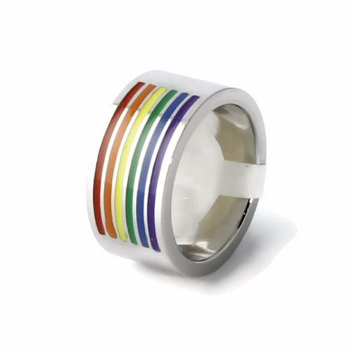 Gay Pride Stainless Steel Wedding Band