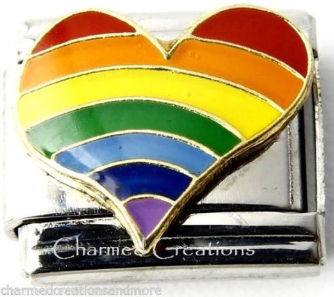Rainbow Heart 9mm Italian charm