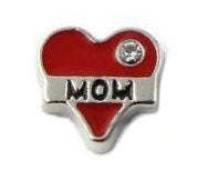Mom Red Heart Floating Charm