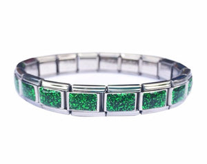 Emerald Glitter 9mm Italian Charm Starter Bracelets