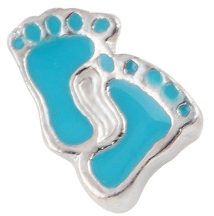 Blue Baby Feet Floating Charm