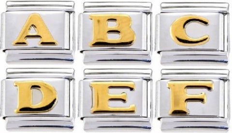 Soldered Gold Letters 9mm Italian charm