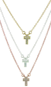 Triple Blessings Tri-Tone Cross Necklace