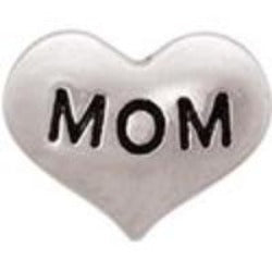 Mom Silver Heart Floating Charm