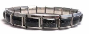 Black Glitter 9mm Italian Charm Starter Bracelet