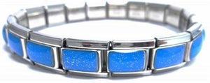 Blue Glitter 9mm Italian Charm Starter Bracelets