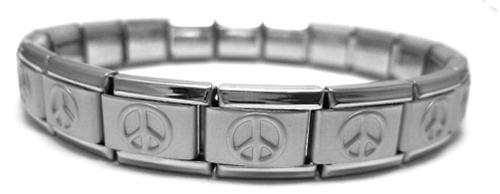 Peace Sign Matte 9mm Italian Charm Starter Bracelet