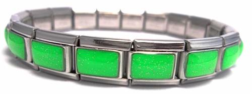 Neon Green Glitter 9mm Italian Charm Starter Bracelets