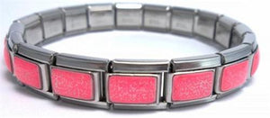 Hot Pink Glitter 9mm Italian Charm Starter Bracelet