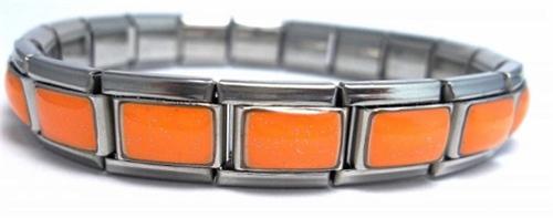 Orange Glitter 9mm Italian Charm Starter Bracelets