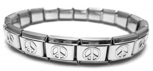 Peace Sign Shiny 9mm Italian Charm Starter Bracelet