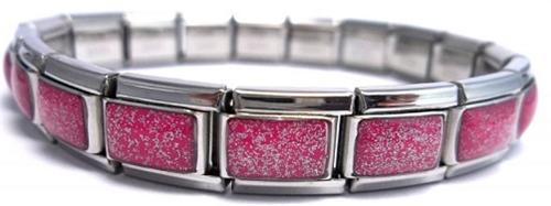 Pink Glitter 9mm Italian Charm Starter Bracelet