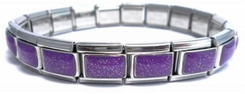 Purple Glitter 9mm Italian Charm Starter Bracelets