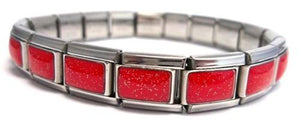 Red Glitter 9mm Italian Charm Starter Bracelets