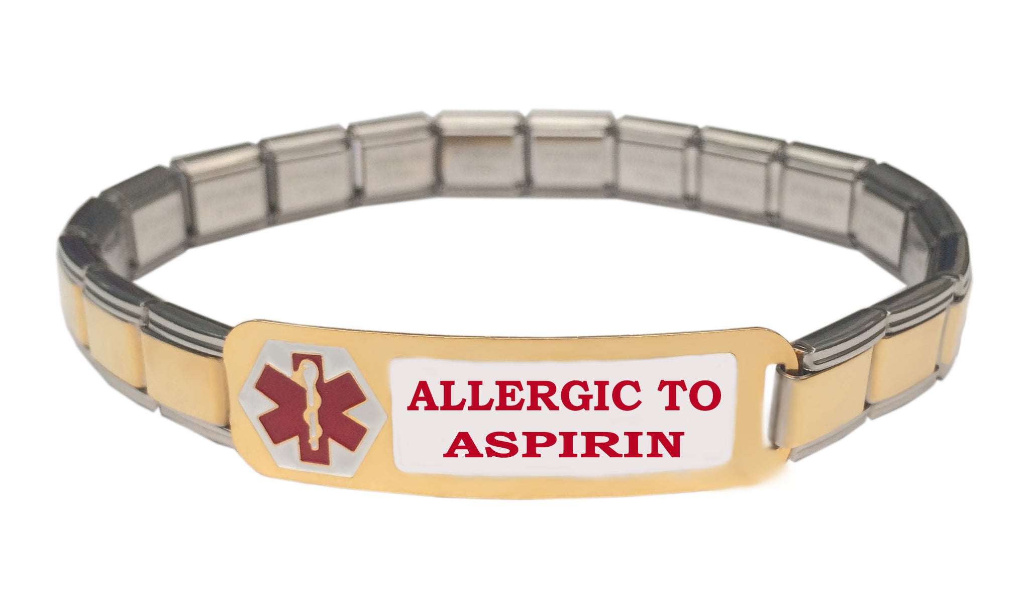 Allergic To Aspirin Medical Alert 9mm Italian Charm Starter Bracelet