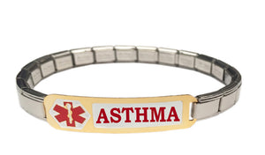Asthma Medical Alert 9mm Italian Charm Starter Bracelet