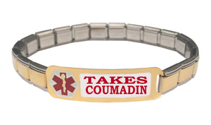 Takes Coumadin Medical Alert 9mm Italian Charm Starter Bracelet