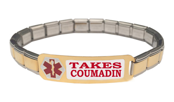 Takes Coumadin Medical Alert 9mm Italian Charm Starter Bracelet