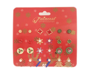 12-Pair Assorted Christmas Stud Earrings Set