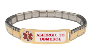 Allergic To Demerol Medical Alert 9mm Italian Charm Starter Bracelet