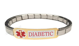Diabetic Medical Alert 9mm Italian Charm Starter Bracelet