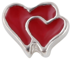 Double Heart Floating Charm