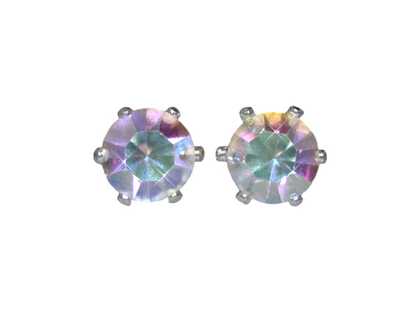 Aurora Borealis Stud Earrings With Genuine Swarovski Crystals