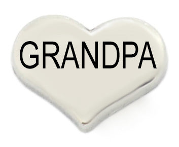 Grandpa Silver Heart Floating Charm
