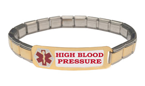 High Blood Pressure Medical Alert 9mm Italian Charm Starter Bracelet