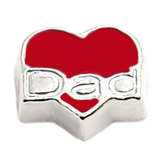 Dad Red Heart Floating Charm