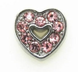 Pink CZ Heart Floating Charm