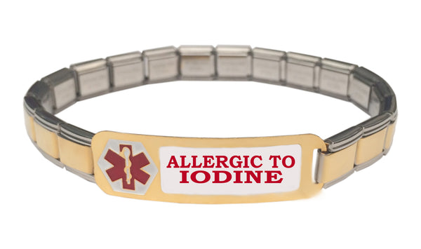 Allergic To Iodine Medical Alert 9mm Italian Charm Starter Bracelet