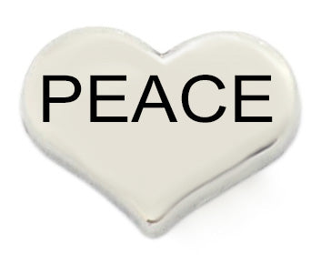 Peace Silver Heart Floating Charm